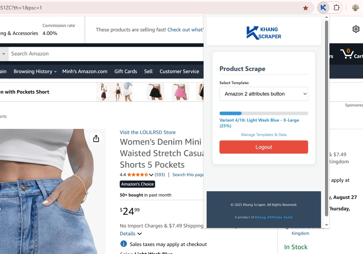 Nút Scrape Current Product