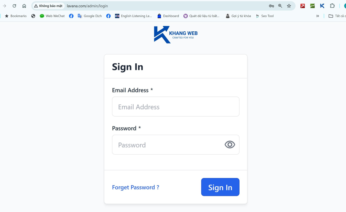 Trang đăng nhập admin