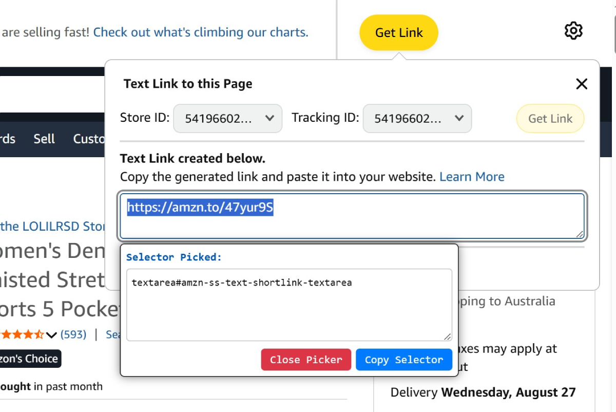 Hộp thoại Selector Picked