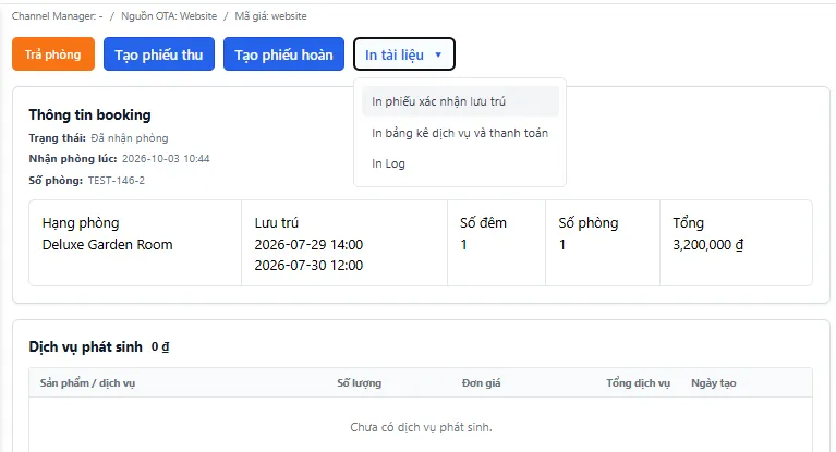 In phiếu xác nhận lưu trú
