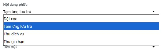 Dropdown Nội dung phiếu