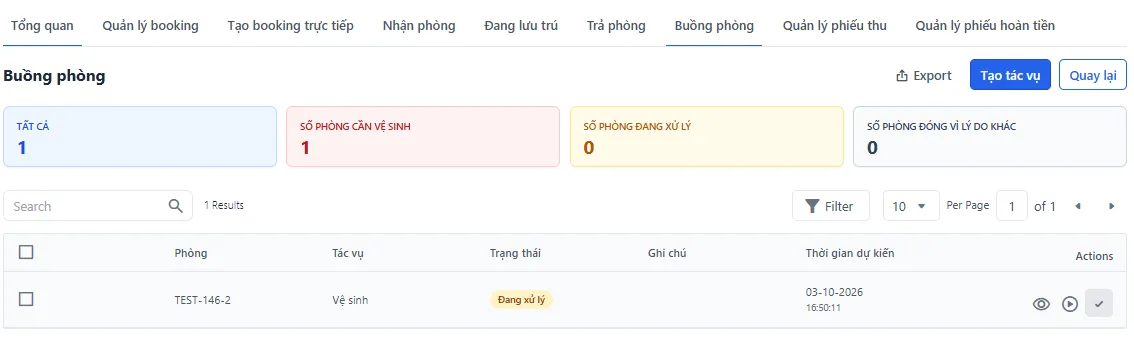 Xử lý sau trả phòng