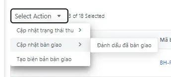 Cập nhật bàn giao - Đánh dấu đã bàn giao