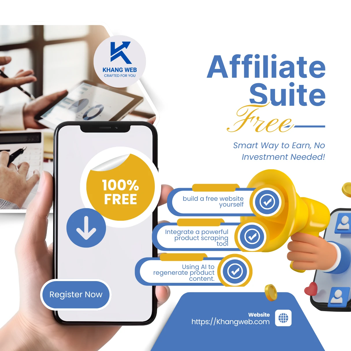 Tự xây dựng website kiếm tiền miễn phí với Khang Affiliate Suite
